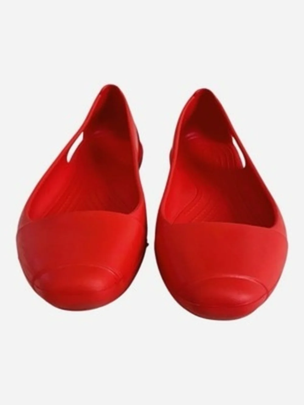 Crocs Womens Sz 6 W Red Iconic Comfort Ballet Flats Slip On Shoes Washable EXC